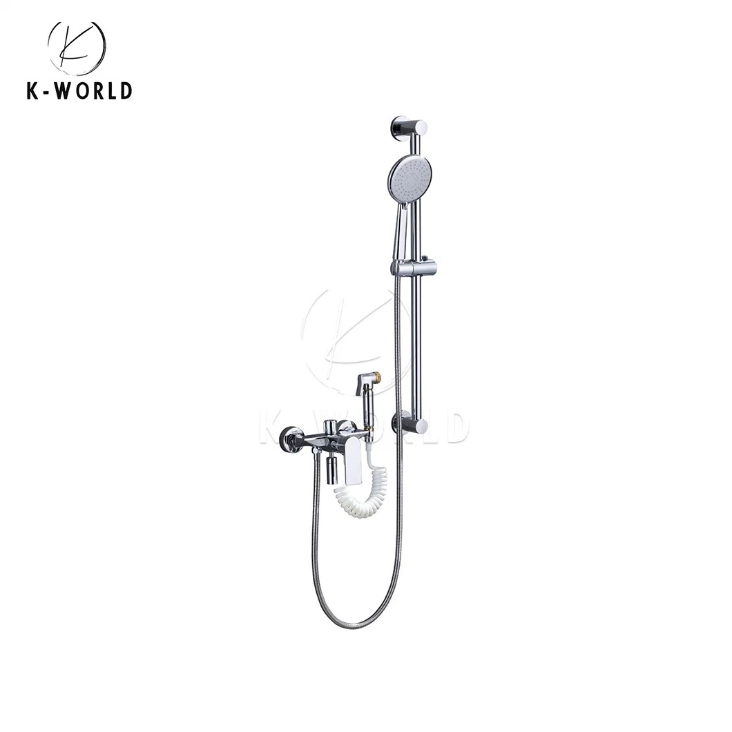 K-World Fabricant de robinets de lavabo de luxe en gros Ensemble de douche argent poli Chine Ensemble de douche mélangeur thermostatique de salle de bains à jet réglable.