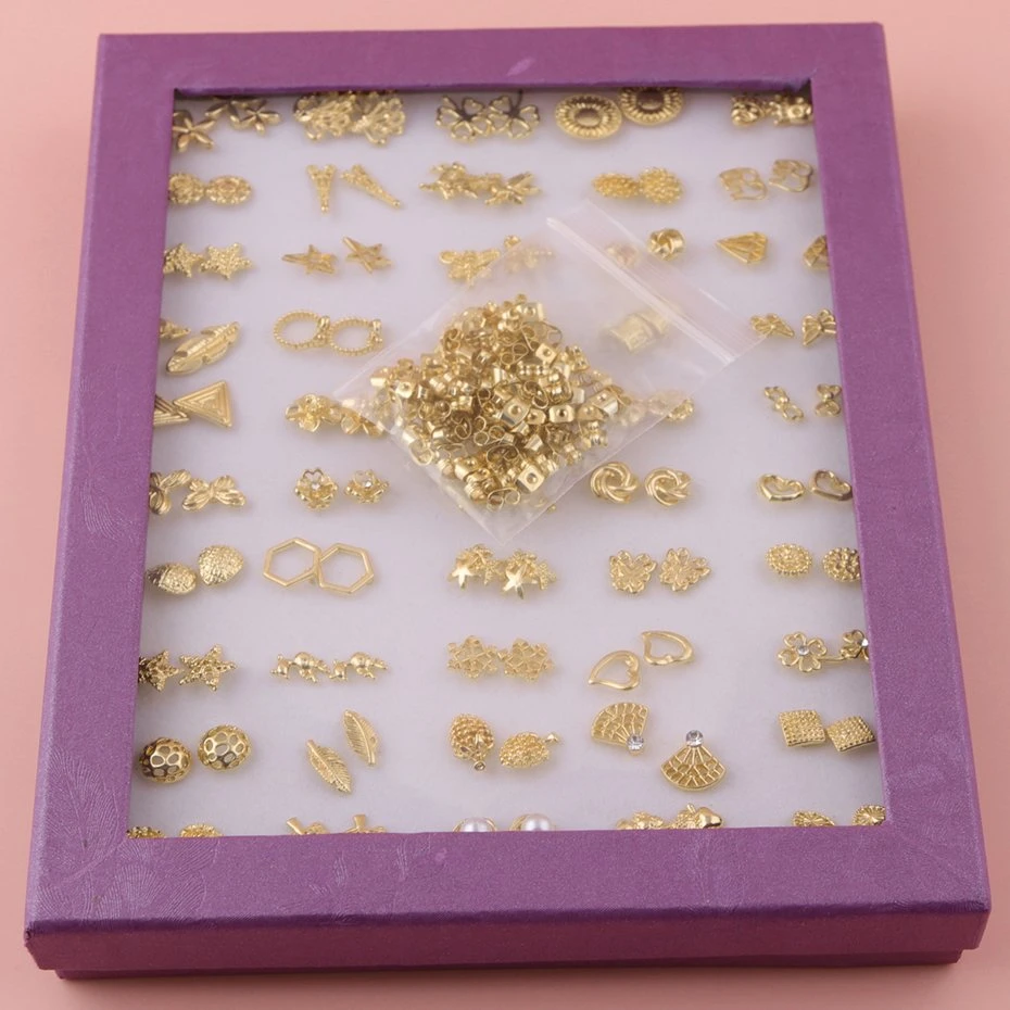 Brass Hardware Earrings 50 Pairs of Boxed Multi-Style Gold Plated Earrings