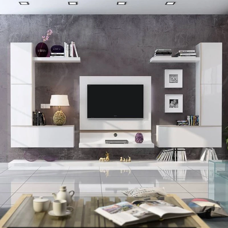 Moderner Stil hölzerner TV-Ständer Weiß MDF TV-Schrank für Wohnzimmer