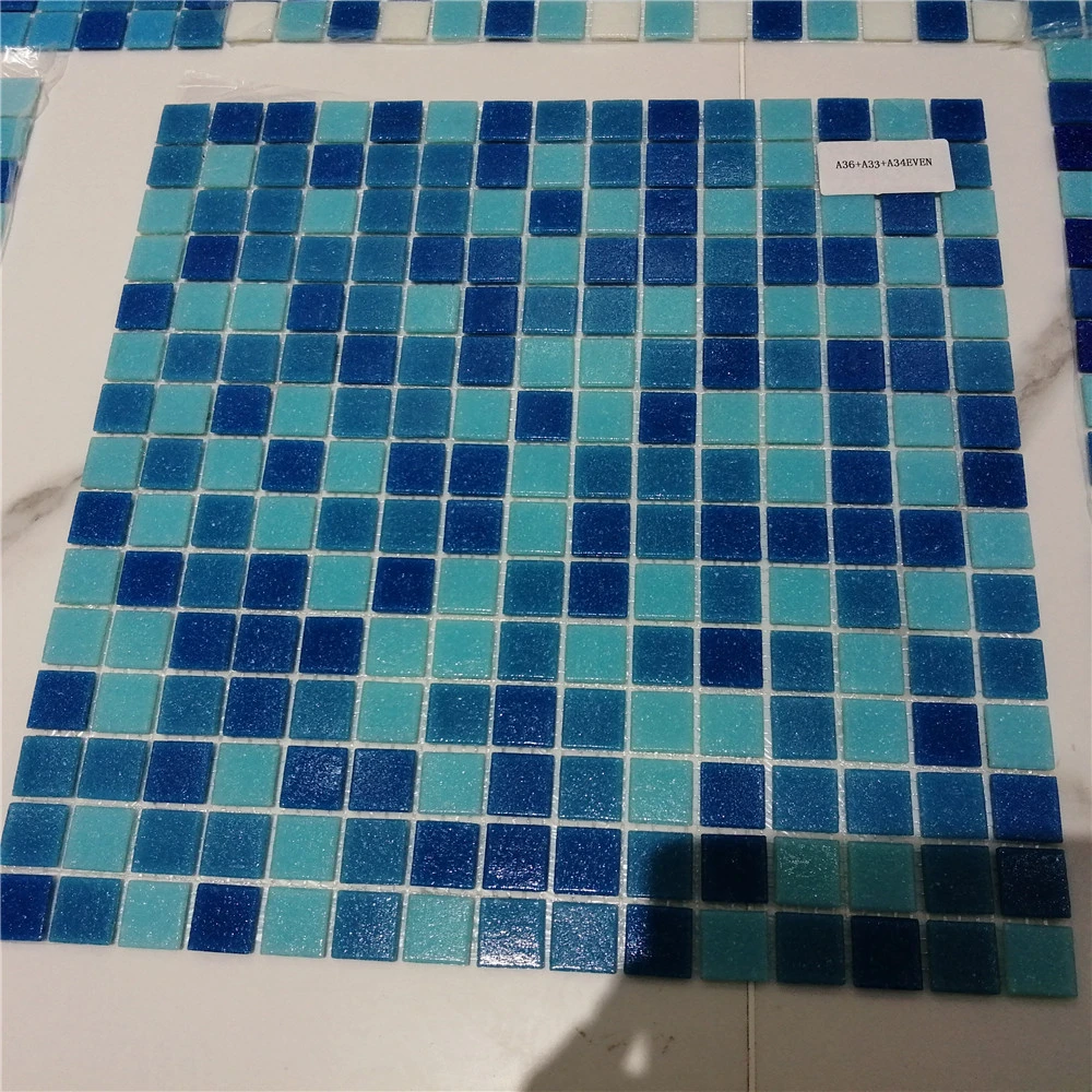 Blue Chips Hot Melting Swimming Pool Bathroom Mosaic Tile Home Decor Building Material Crystal Mosaic Shining Glass Mosaic Tile