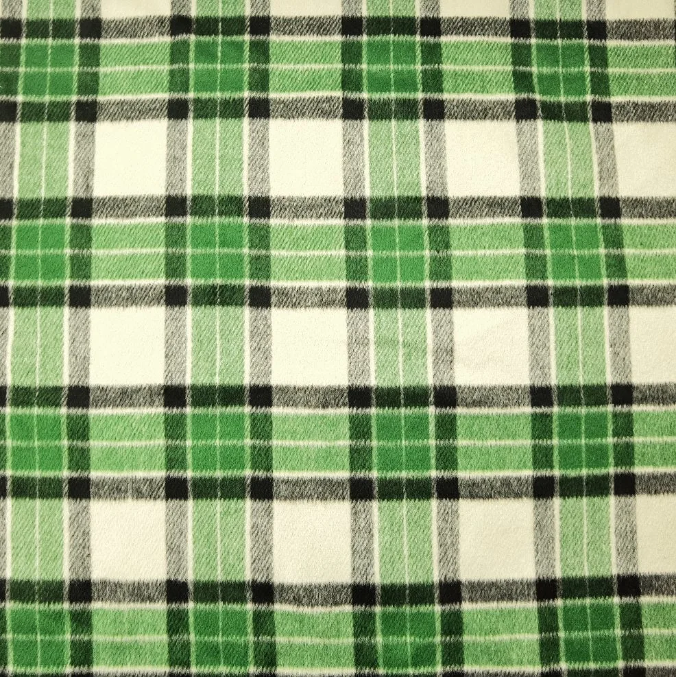 Shirt Soft Touch Anti Pill Plaid Check Fleece Wool Like Knit Brush Fabric