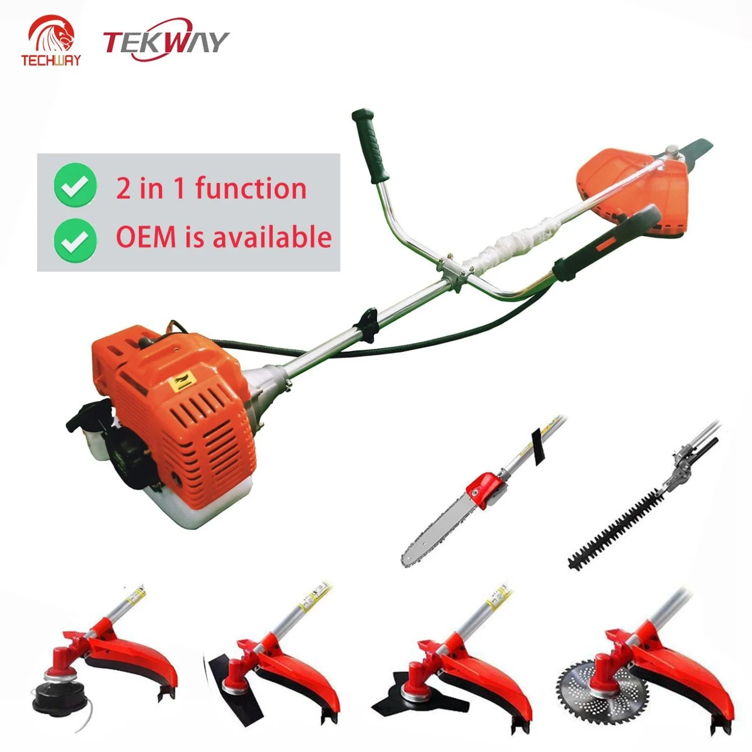 2 in 1 Function Petrol Brush Cutter 33cc 43cc 52cc Cordless 1.65kw Line Blade / 3t Blade of Brush Cutter Manufacturer