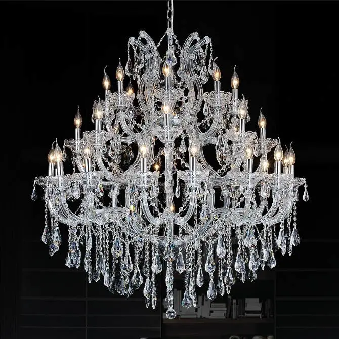 Classic Maria Theresa Candle Light Chrome Chandelier Pendant Lamp for Home Wedding Restaurant Decoration