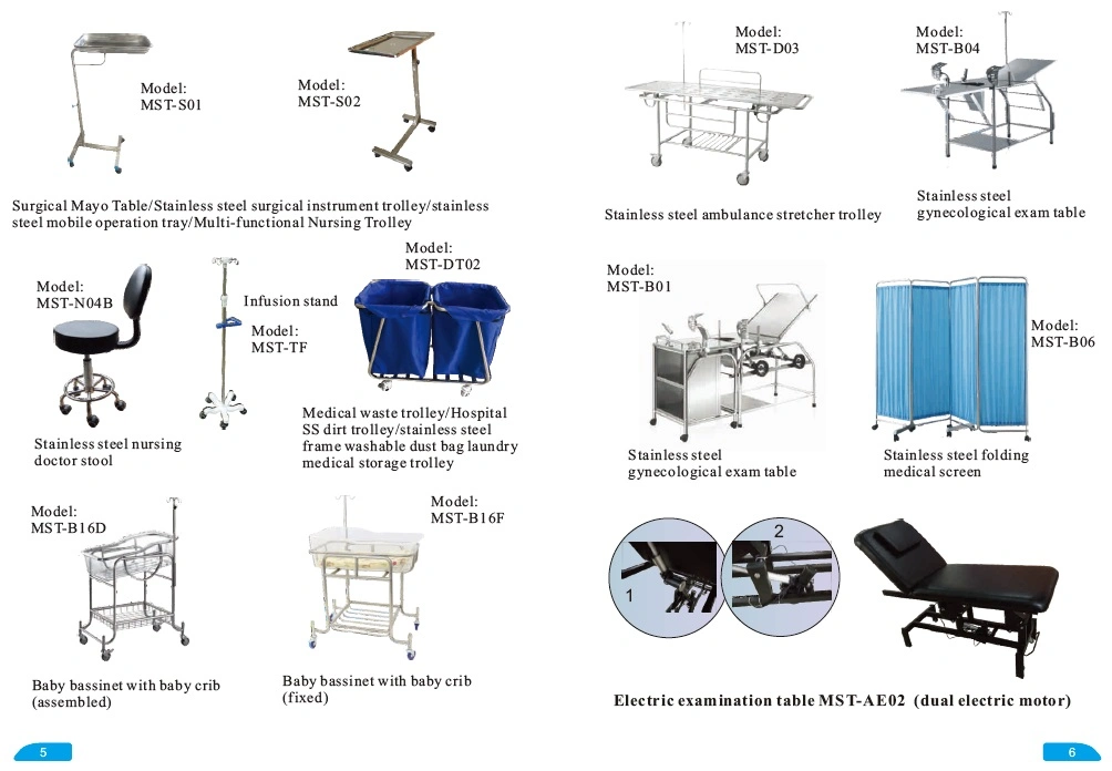 Hospital Equipment Mst-E18 Medical Stainless Steel Trolley