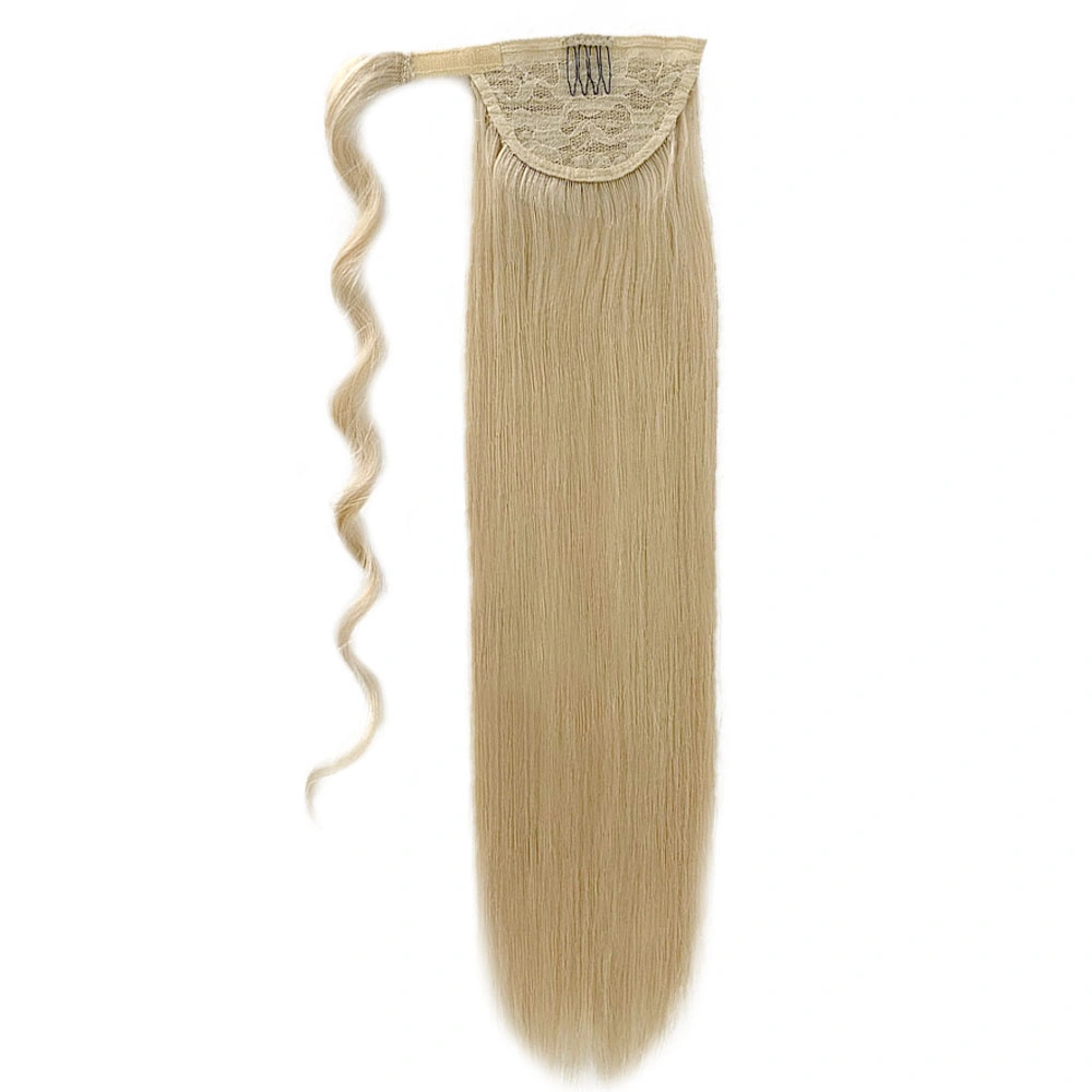 Long Blonde Ponytail Hair Extension, Kinky Straight\Curly Human Hair Ponytails 20 Inch Ponytail