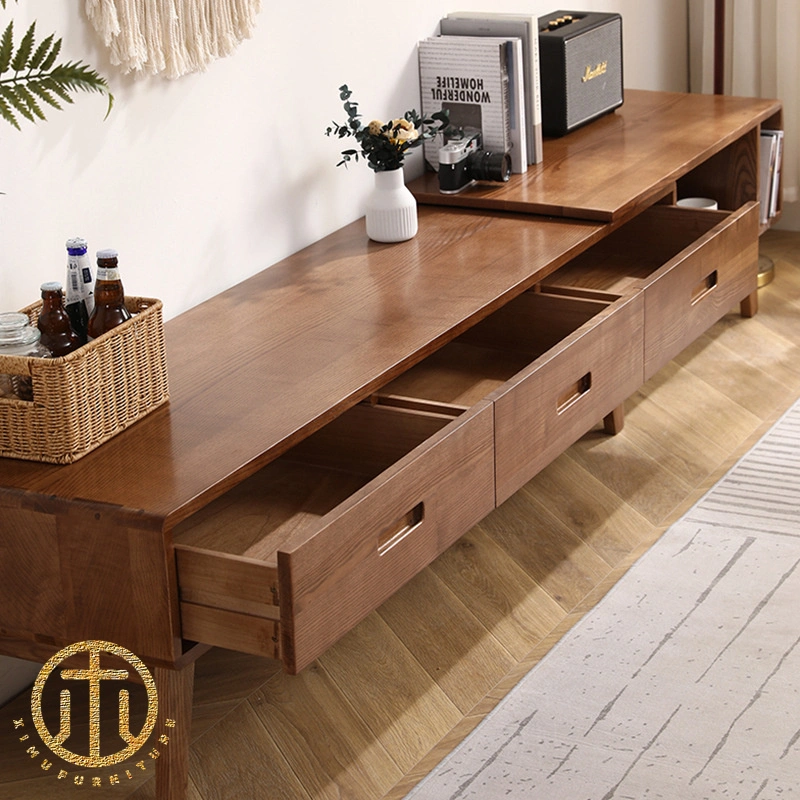 2023 All Solid Wood Light Luxury Ash Wood TV Cabinet