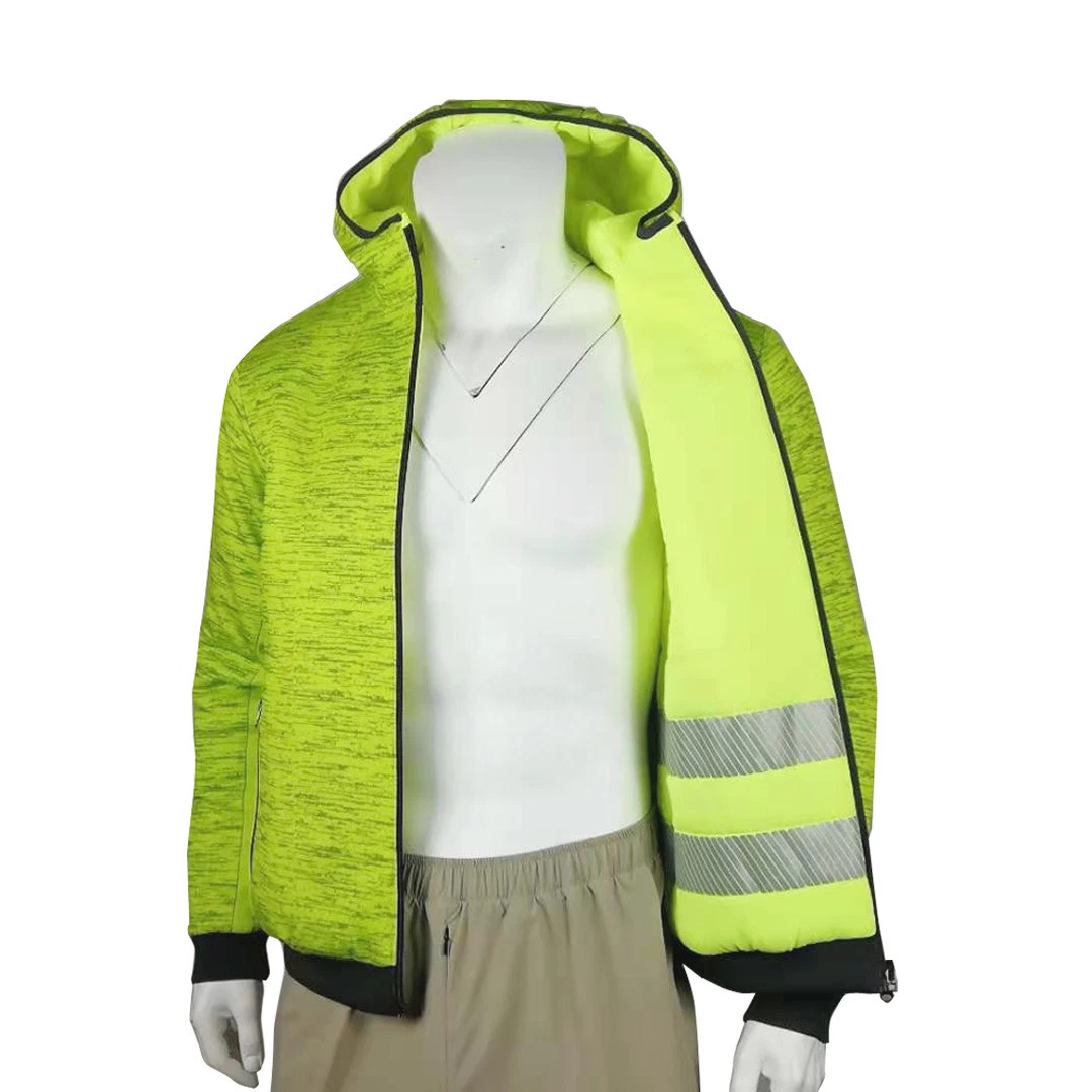 Los 2 lados amarillo fluorescente utilizado estructura catiónica hombres chaqueta de ropa al aire libre