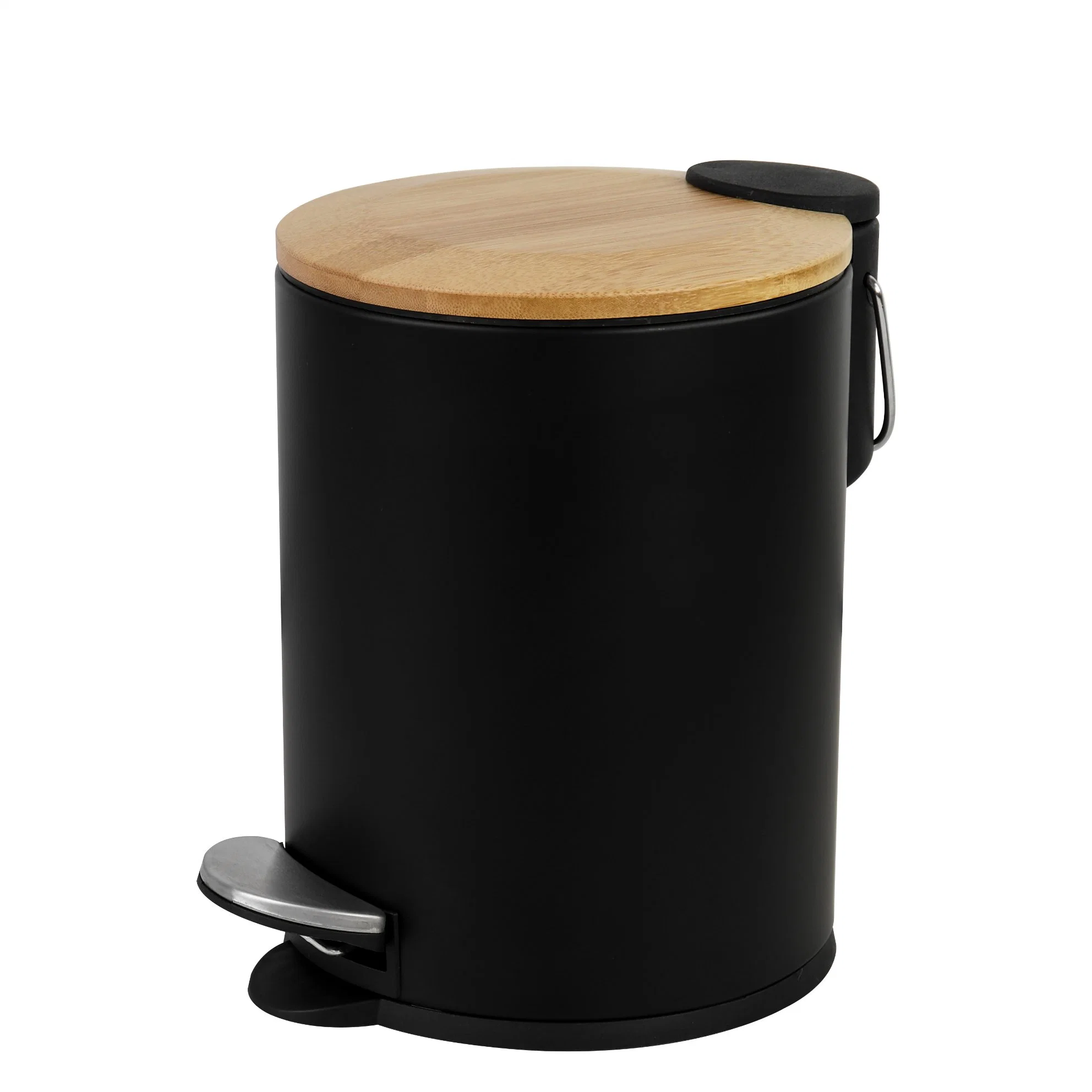 Anti-Slip 3L 5L Bathroom Dustbin Waste Bin with Bamboo Lid