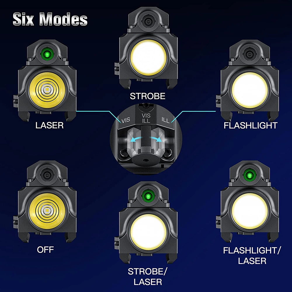 Sin logo 800lumen láser verde Usbtactical Dot Sight Linterna Combo