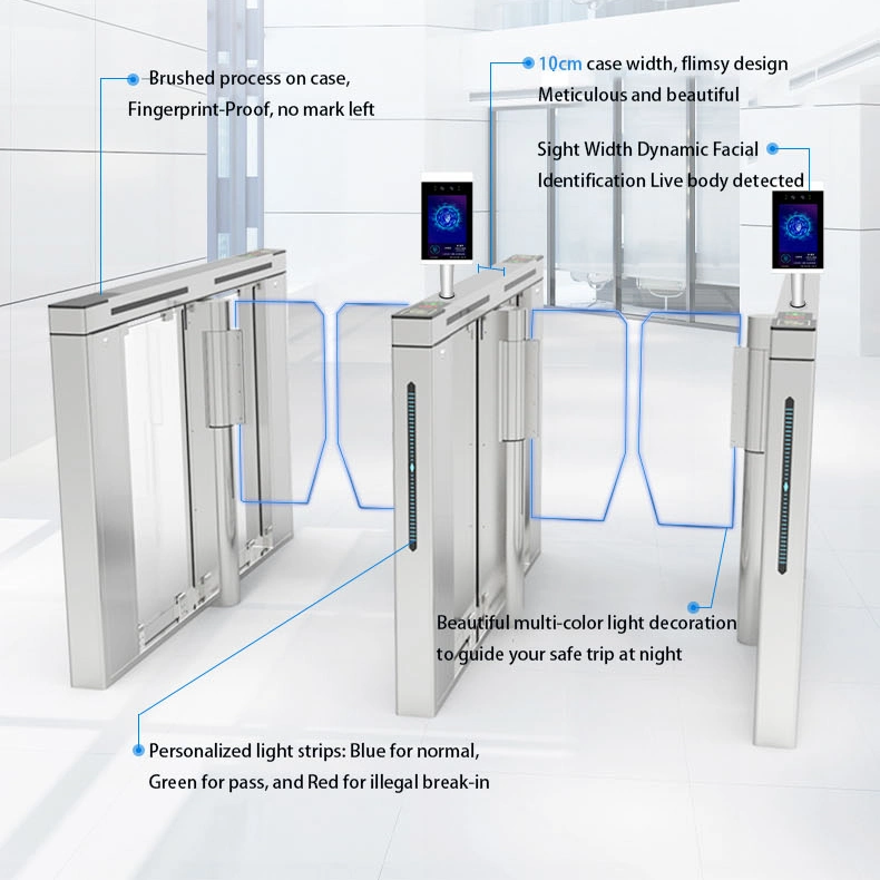 High Speed Anti-Crush Optical Face Recognition Turnstiles Swing Barrier Gate