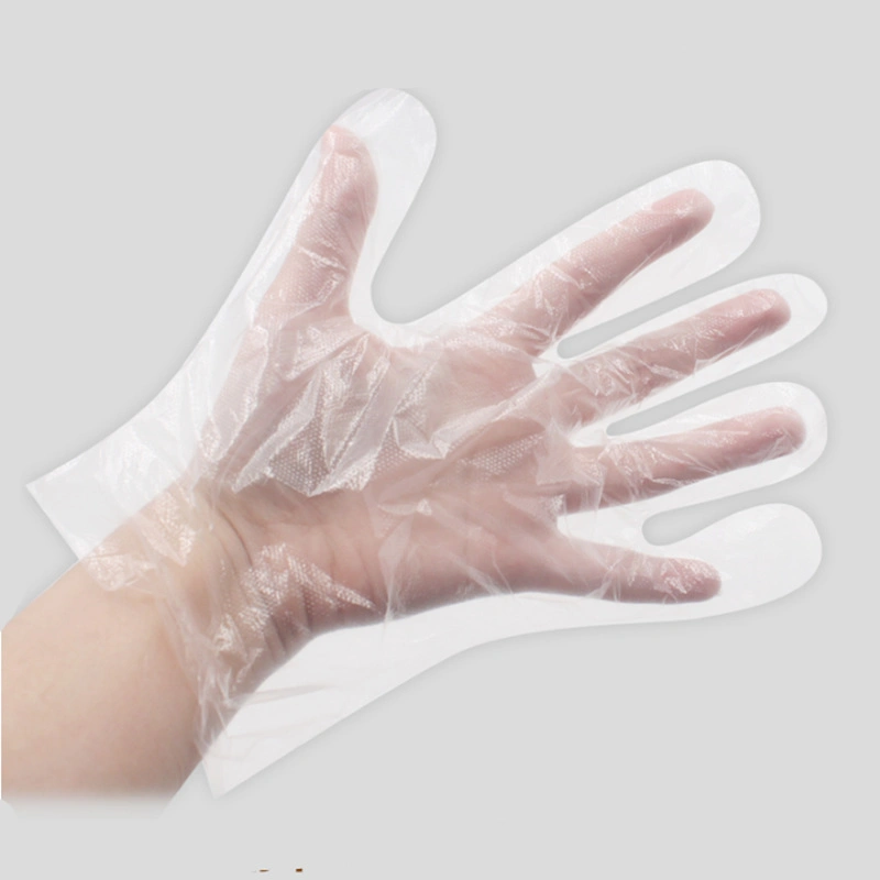 26*29 0.7g Transparent 100PCS Per Pack 100packs Per Carton HDPE Plastic PE Glove with Hang Hole Disposable Plastic Gloves with Printing