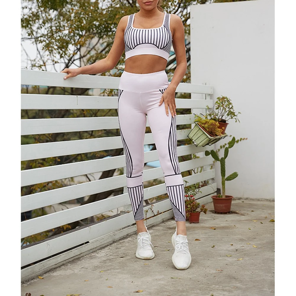 Digital Print Sports Yoga Vest Stretch Two Piece Set