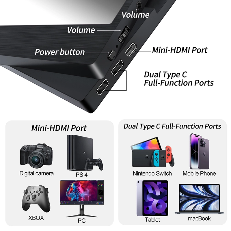 17.3inch IPS 60Hz 1080P 61%Srgb Gaming Portable LCD Monitors Laptop Screen Extender