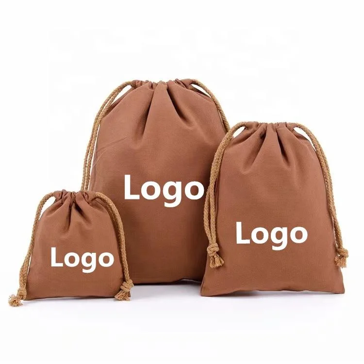 Good Quality Custom Logo Portable Reusable Printed Gift Canvas Cotton Double String Handbag Dust Drawstring Bag