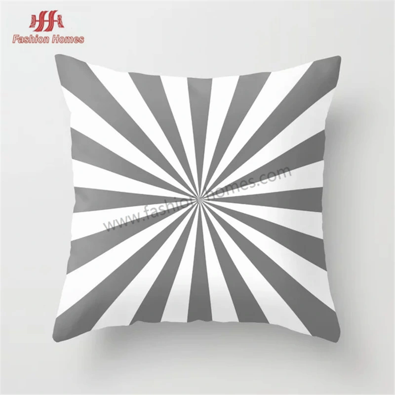 Black and White Color Theme Geometric Pattern Cushion Cover