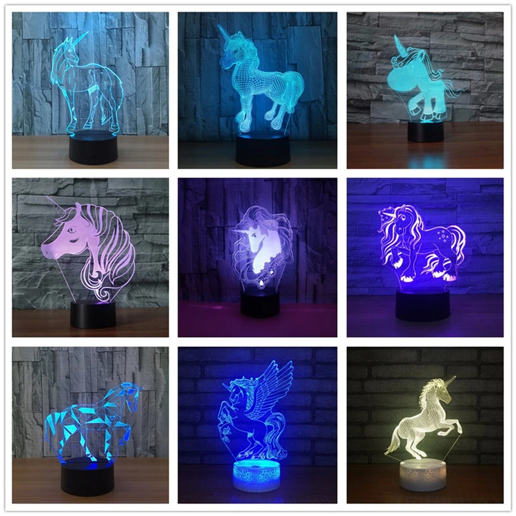 Christmas Baby Kids Illusion Multicolor Change 3D Visual LED Night Light for Bedroom Household