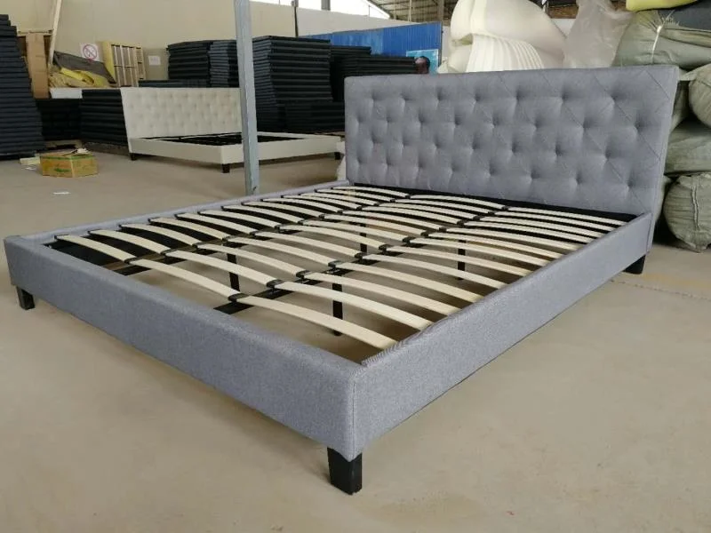 China Modern Bedroom Furniture Fabric Leather Bed Frame