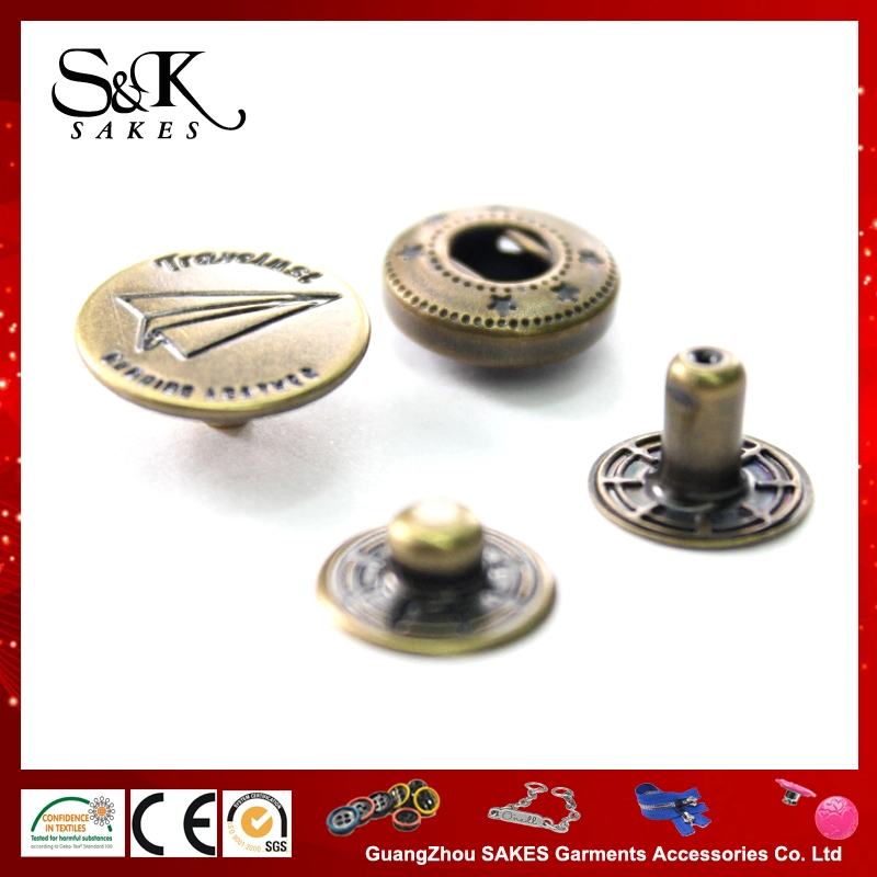 Anti-Brass Color Metal Brass Quality Snap Button for Garments