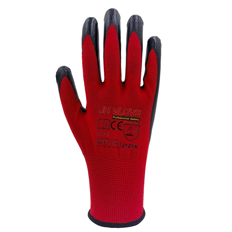 Jinhu Customize Logo Nitrile Coated Work Gloves for Men and Women Work Safety Gloves