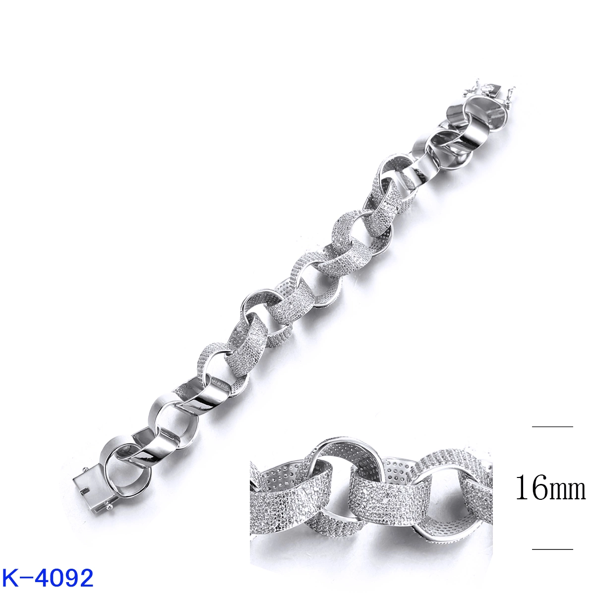 Nueva moda de joyería de cobre Latón Cubic Zirconia Chain Bracelet para hombres