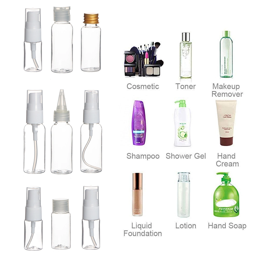 Pet Flight Size Cosmetic Containers Empty Plastic Travel Bottles Kit