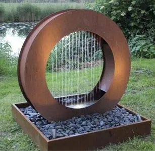 Outdoor Corten Steel Waterfall Water Fountain for Home Garden Landscape