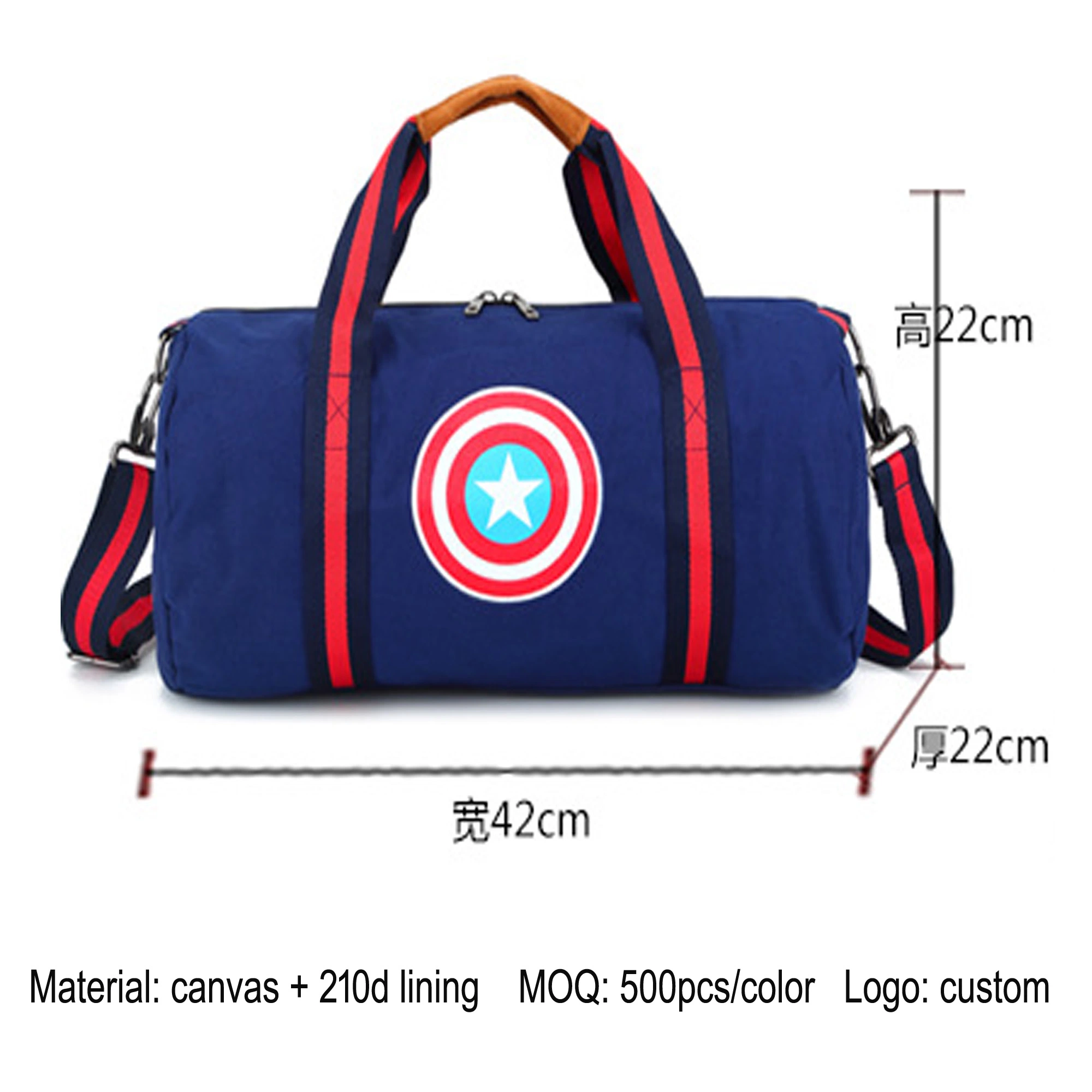 Hot Sale Fashion Canvas Barrel Sports Gym Bag for Women and Men Travel Duffel Bag