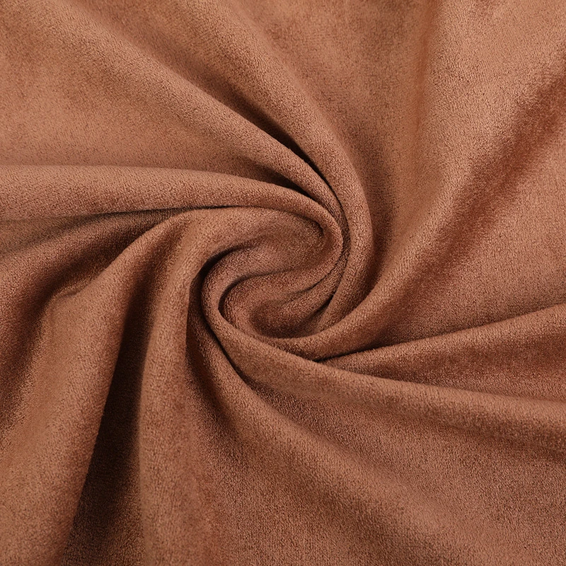 China Suede Fabric 100% Polyester Elastic Warp Knitted Fabric with Heavy Brush for Coat Jacket Suede Fabric