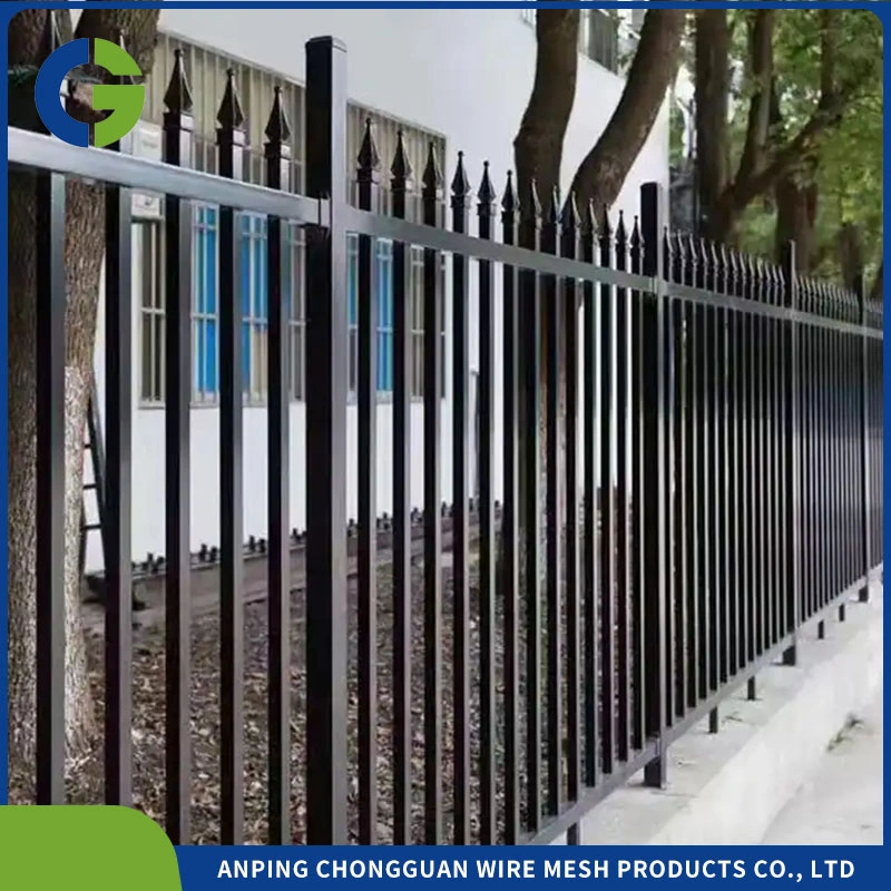 Spikes Ornamental Galvanized Wrought Iron Stairs Steel Picket Fence for Garden Picket Ornamental Fence