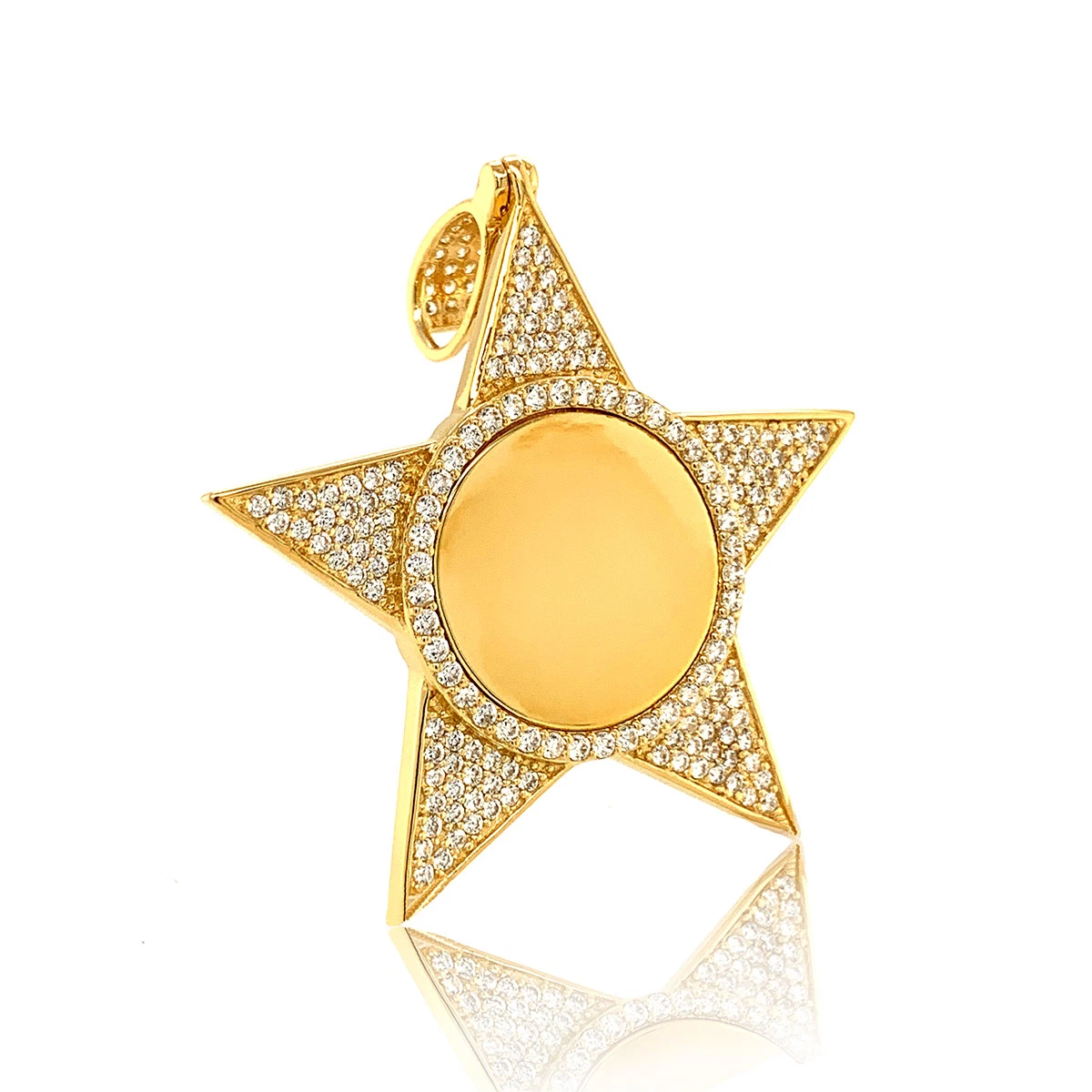 925 Silver Jewelry/Gold Plated 14K 10K Solid Gold Classic Dazzling Star CZ Fashion Charms/Colgante