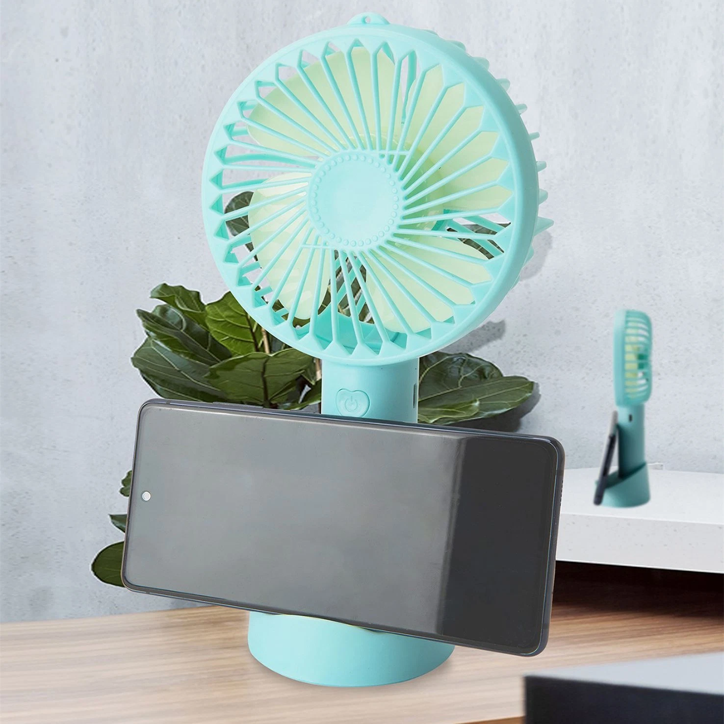 Factory Wholesale 3 Speed Mini Portable Small Handheld Rechargeable Electrical Cooling Fan Blower with Phone Holder