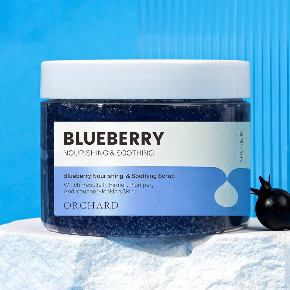 O logótipo personalizado Body Care suaviza e pele macia e seca e rachada Blueberry Scrub