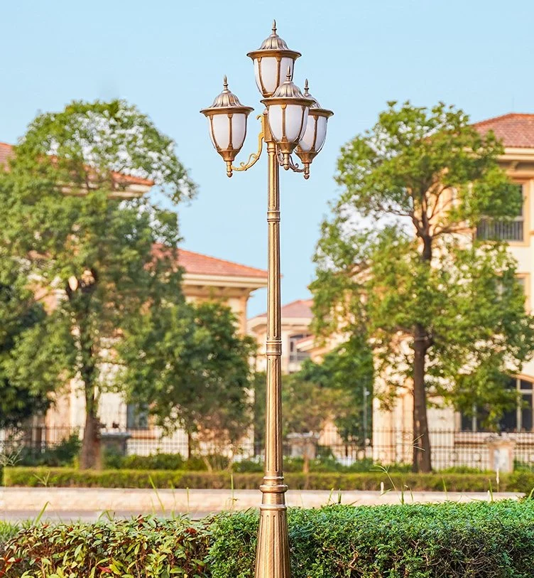 Luz de jardim LED e postes de alumínio, poste de luz de jardim