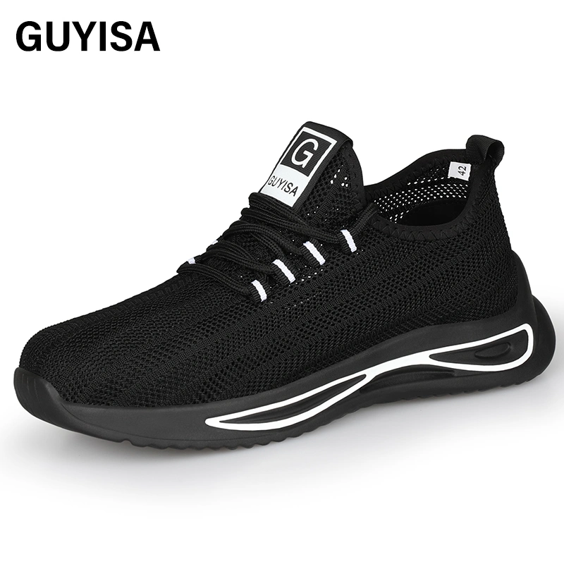 Промышленная защитная легкая защитная обувь Guyisa, комфортная ткань Fly Woven Стальная обувь для носков