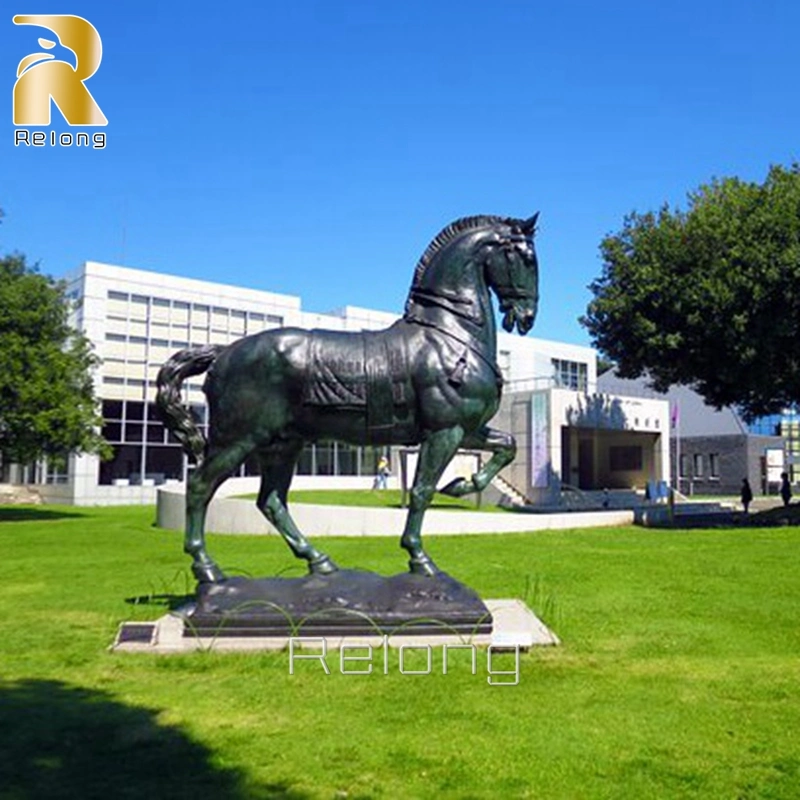 Antike Gussbronze Reiten Pferd Statue Skulptur für Rasen Dekor