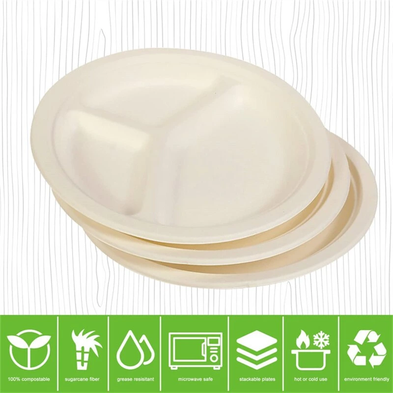 Eco Friendly Biodegradable Disposable Surgarcane Bagasse Pulp Tableware Paper Plate