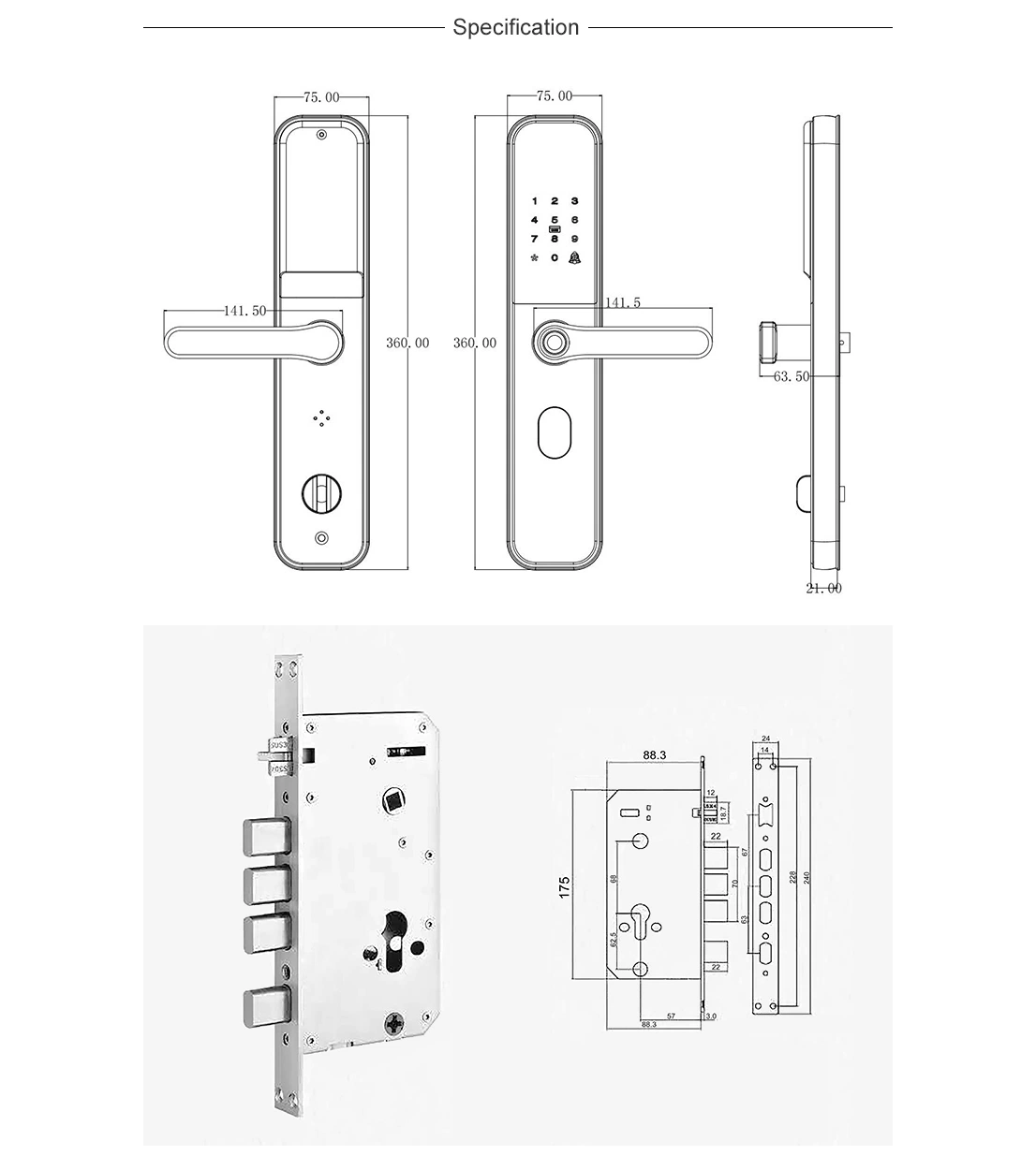 La moderna WiFi sin llave cerradura de puerta inteligente inteligente bloqueo digital electrónica segura