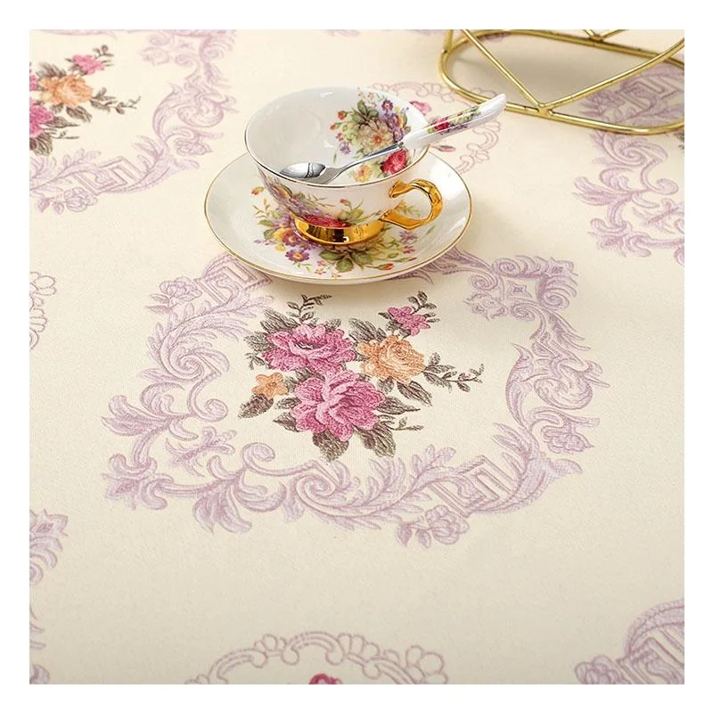 Flower Eecorative Luxury Rose Round Tablecloth Washable Printed Nonwoven Tablecloth Dinner Kitchen Home