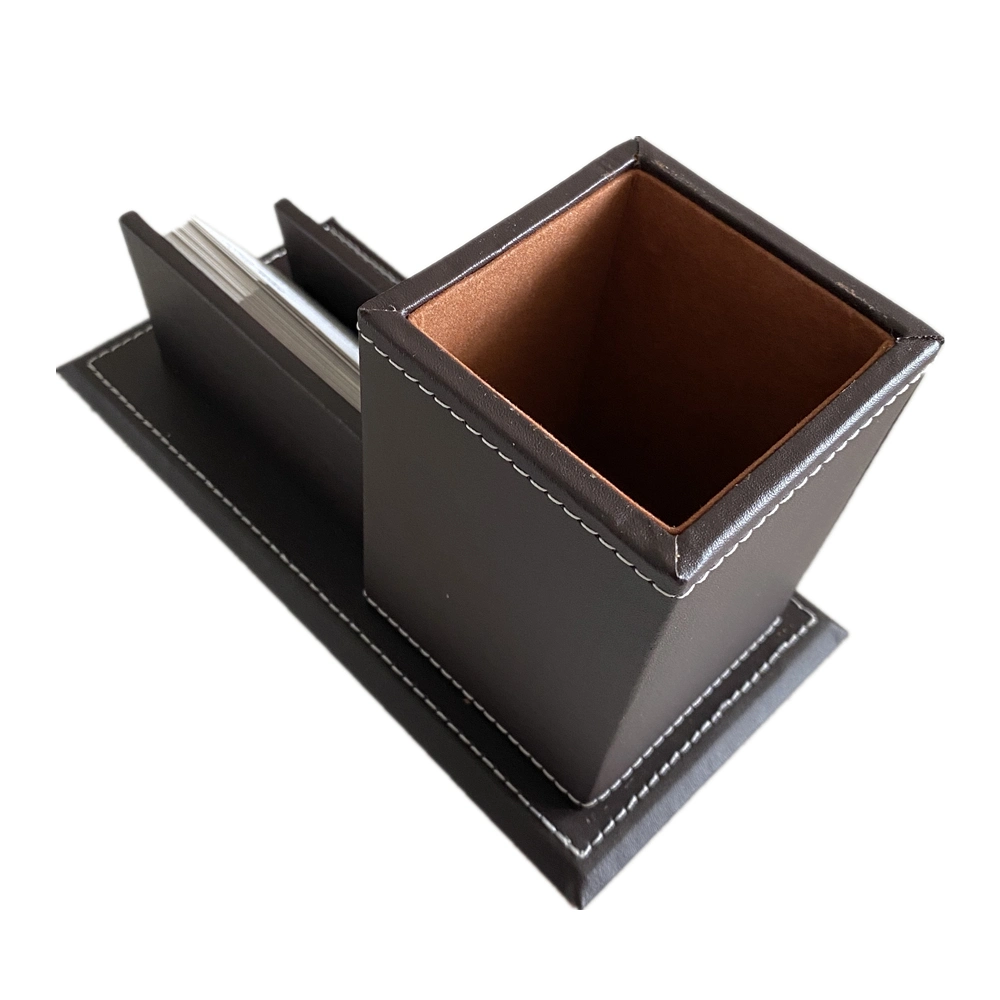 Office Accessories Multipurpose Leatherette Desktop Mesh Collection Pen Pencil Holder Organizer Business Cards Holder Stand