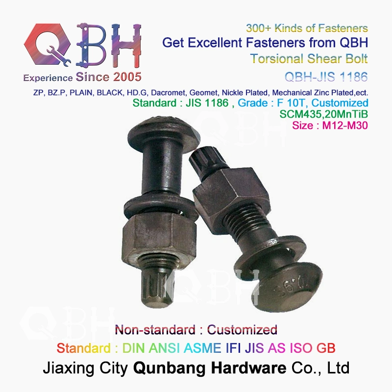 Qbh Carbon Steel Hot Forging High Strength Steel Structure Customized Railroad Tension Control Tc Bolt Nut Washer Rail Road Spare Parts