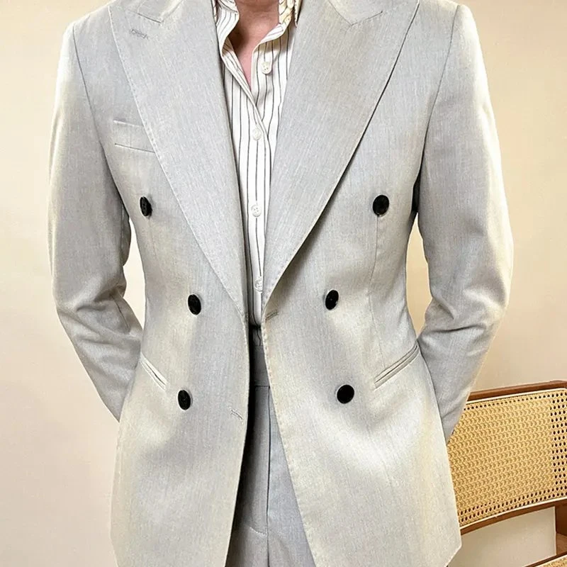 OEM Breasted Business Gentleman Solid Color Loose Wear Suit for Men