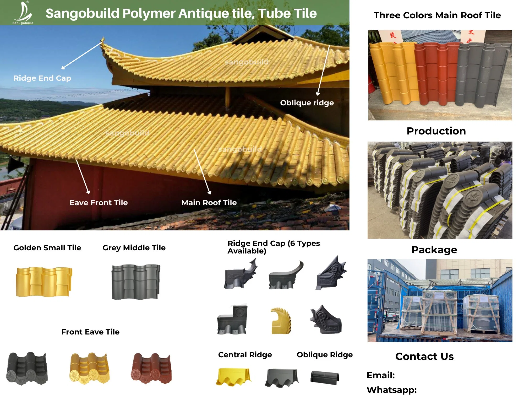 70 Years Warranty Synthetic Resin Antique Chinese Colored Roof Tile for South Aisa