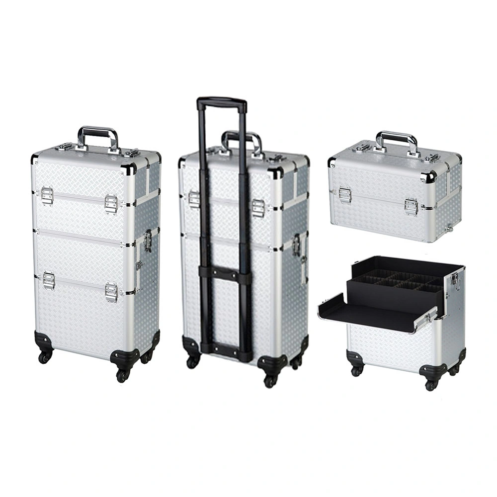 Neue Aluminium Rahmen Kosmetische Hülle Kabine Make-Up Künstler Toolbox Rad Trolley Nägel Make-up Tasche Gepäck Rolling Koffer Box