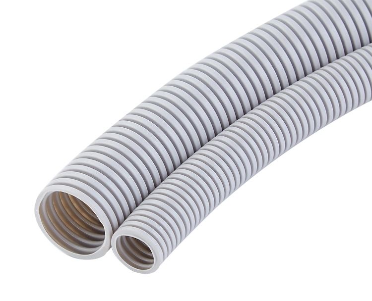 Grey Fire Retardant Wire Cable Corrugated PVC Electrical Flexible Conduit