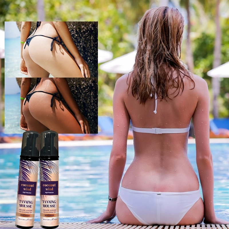 Your Private Label Sunless Organic Face Body Deep Self-Tanning Mousse Brown Sun Protection Moisturizing Ultra Dark Tanning Foam