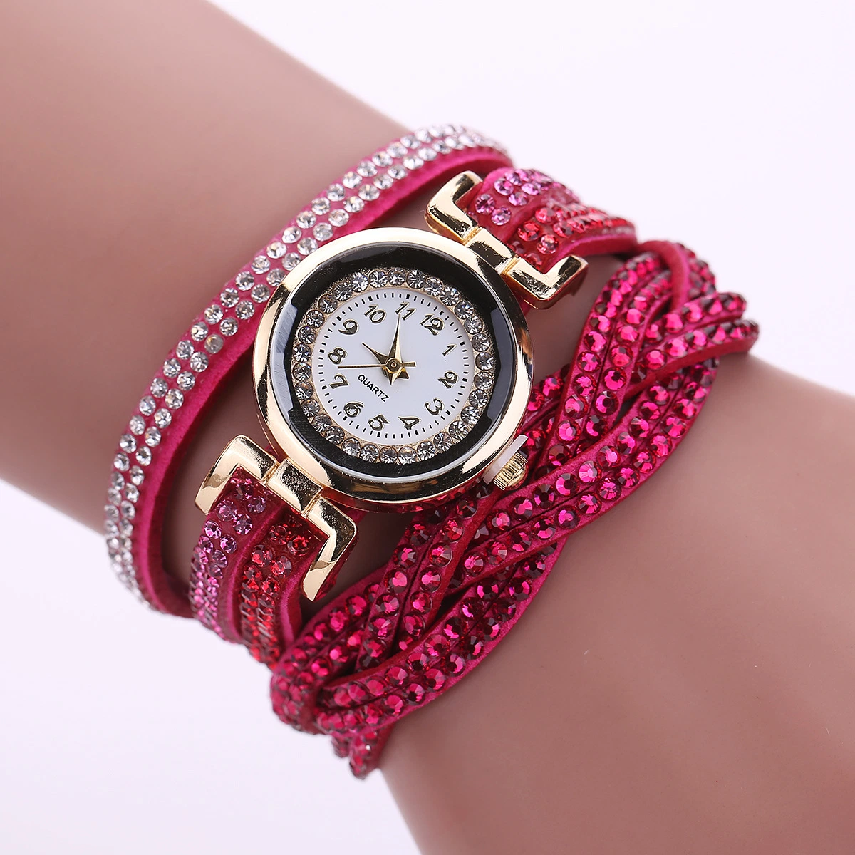 Women Fashion Watches Luxury Crystal Women Gold Dial Bracelet Watch Quartz Analog Wristwatch Rhinestone Ladies Dress Gift Watches Esg13632