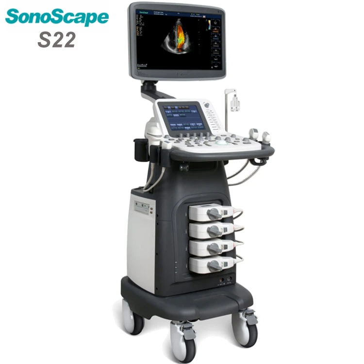 Mobile 4D Trolley Color Doppler Sonoscape S22 Ultrasound System with 8inchtouch Screen 18.5inch LCD