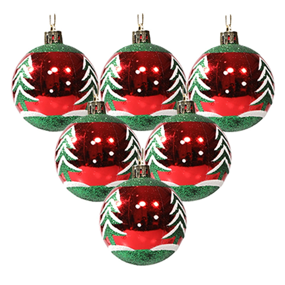 6cm Painted Plastic Glitter Christmas Ball Decoration Christmas Tree Ornaments Hand-Painted Christmas Ball