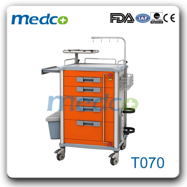 Calientes! ! Trolley ABS médica China Tratamiento de Emergencia del Hospital la cesta