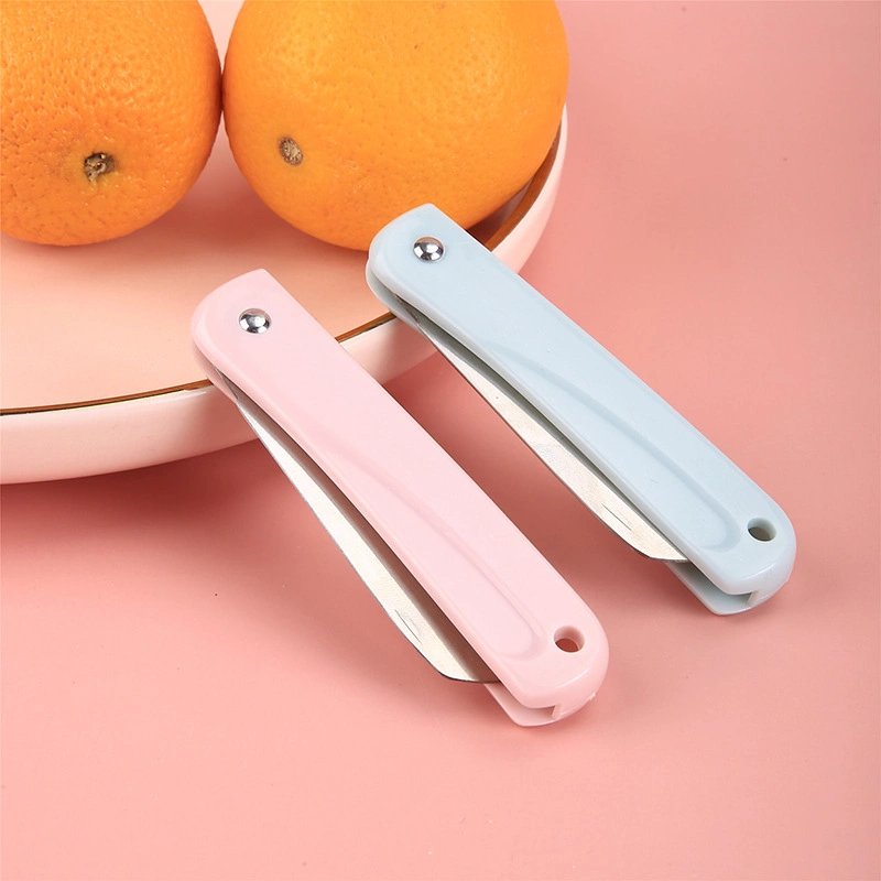 Peeling Knife Portable Kitchen Folding Portable Fruit Knife with Chain Multiple Colour